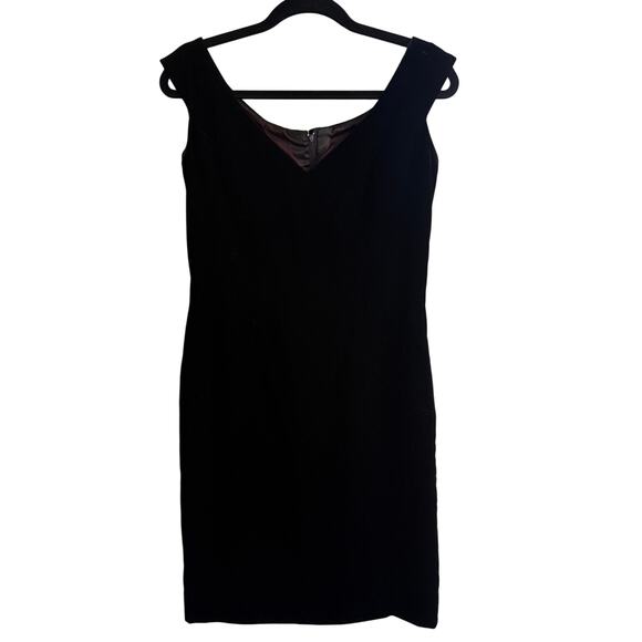 Vintage Victor Costa Black Velvet Cocktail Dress Saks Fifth Avenue Size 10 - Picture 1 of 9
